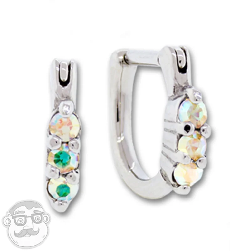 16G Triple Rainbow Aurora CZ Tragus Clicker