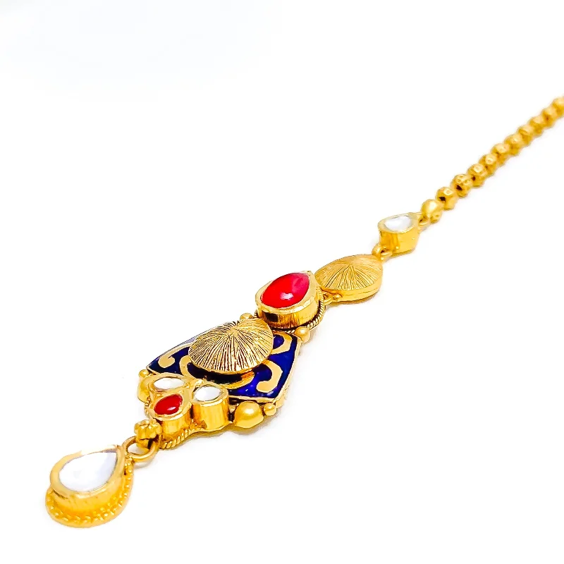 Exclusive Blue Meenakari 22k Gold Tikka