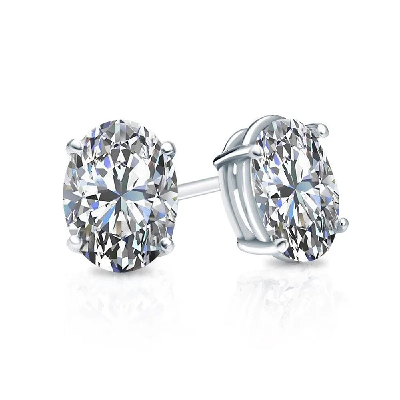 Auriya 14k Gold 1 1/2ctw Oval Diamond Stud Earrings (G-H, VS1-VS2)