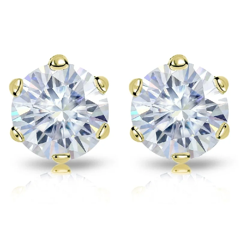 Auriya 14k Gold 5ctw Round Moissanite Stud Earrings