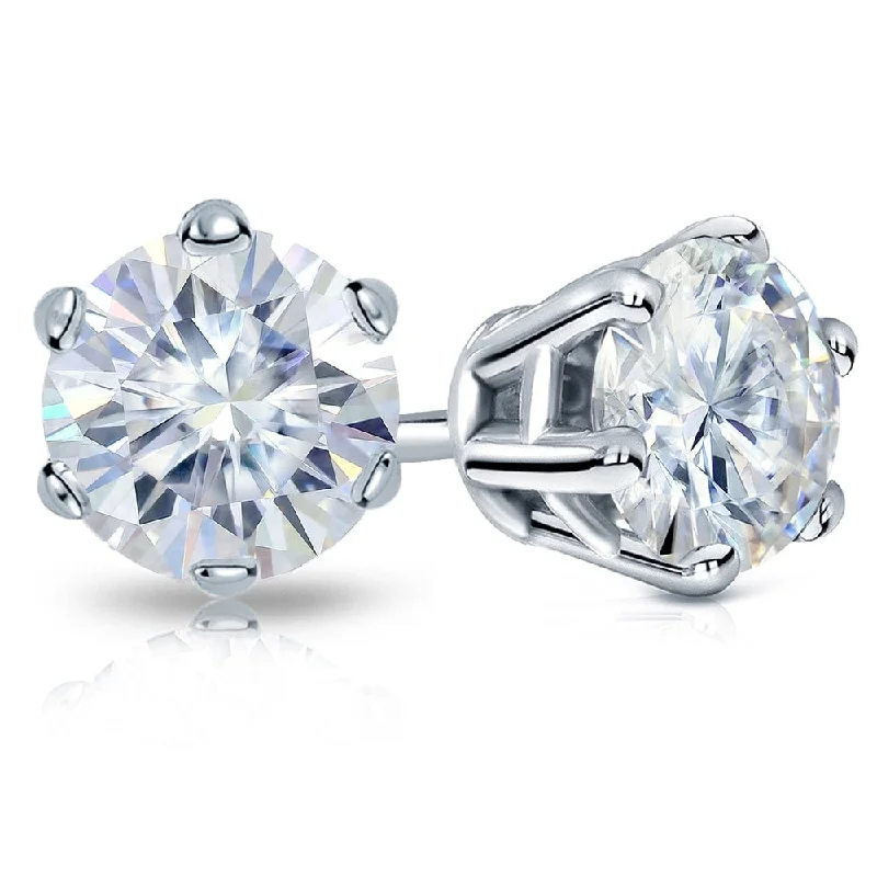 Auriya 14k Gold 6ctw Round Moissanite Stud Earrings