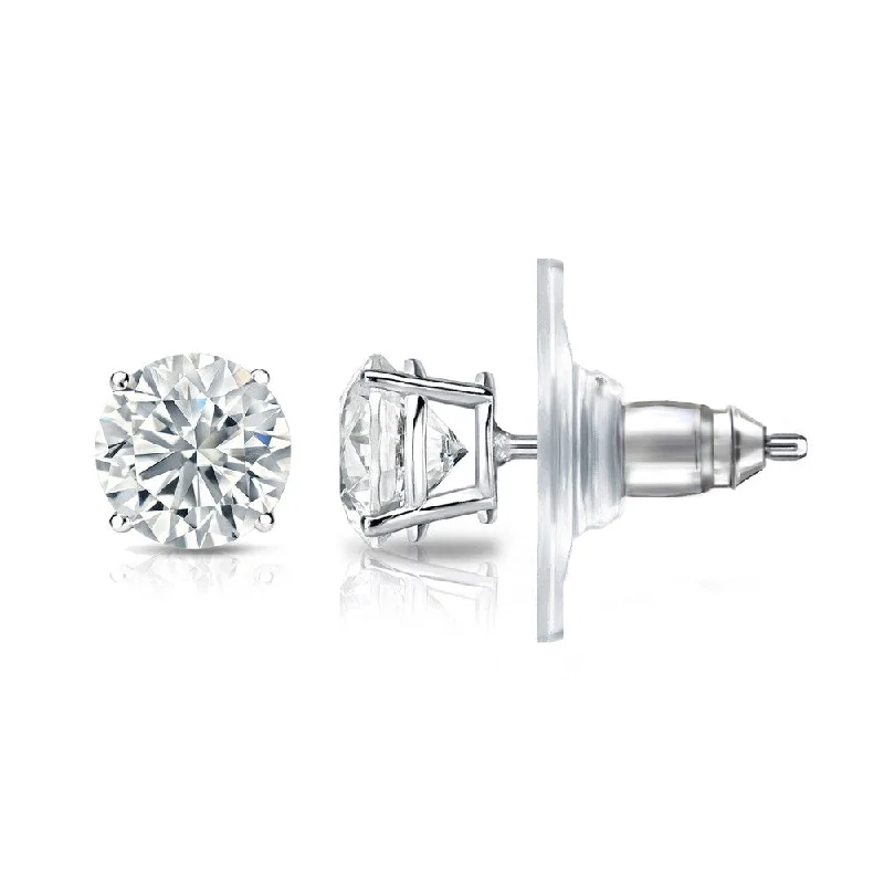 Auriya 14k Gold Certified 1.20 ct. TDW Secure-Lock Round Diamond Stud Earrings