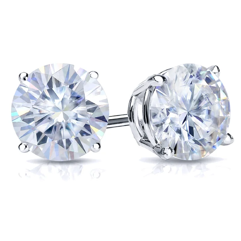 Auriya 18k Gold 3ctw Round Moissanite Stud Earrings - 7.4 mm