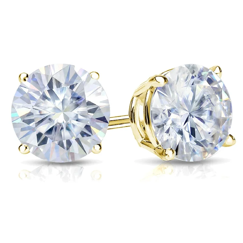 Auriya 1ct TW Round Moissanite Stud Earrings 14k Gold - 5 mm