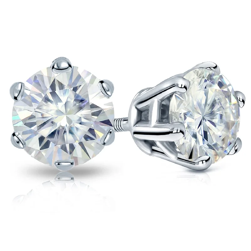 Auriya 3ctw Round Moissanite Stud Earrings 14k Gold - 7.4 mm