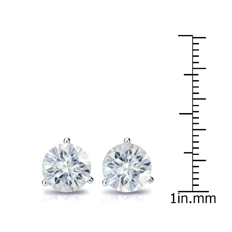 Auriya 3ctw Round Moissanite Stud Earrings 14k Gold Martini-set - 7.4 mm