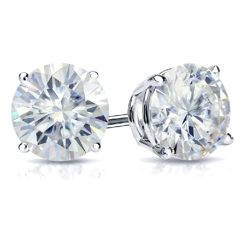 Auriya 7ctw Round Moissanite Stud Earrings Platinum 4-Prong Basket