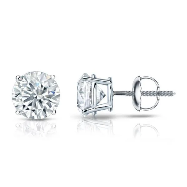 Auriya Platinum 2ctw Round Diamond Stud Earrings GIA Certified