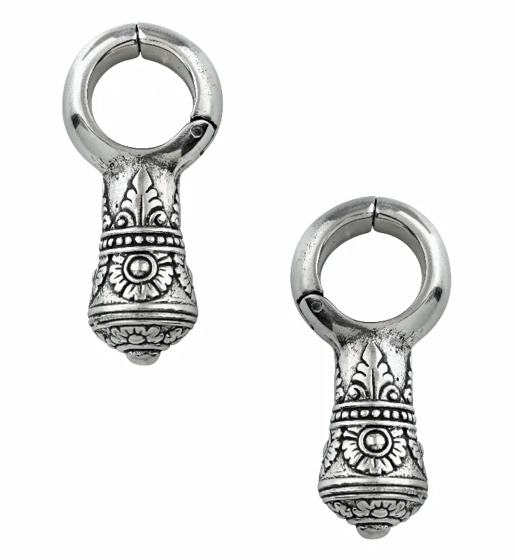 Baroque Totem White Brass Hinged Ear Weights