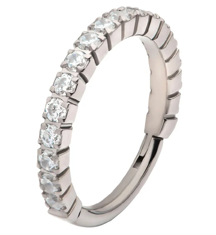 Bracketed Side Facing CZ Titanium Hinged Segment Ring