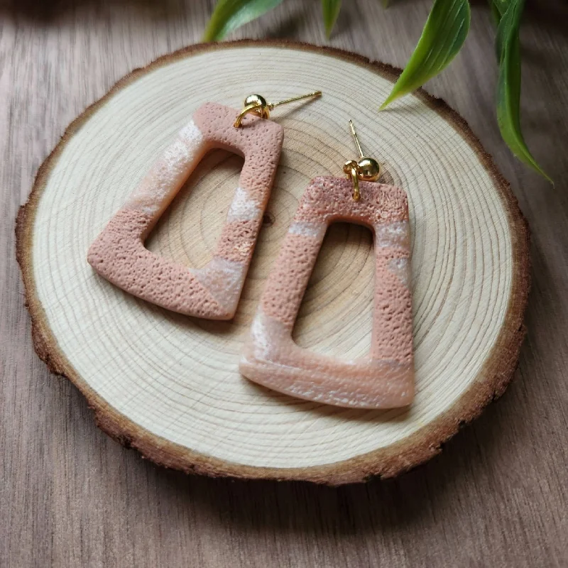 Rosey Pink + Copper Clay Earrings