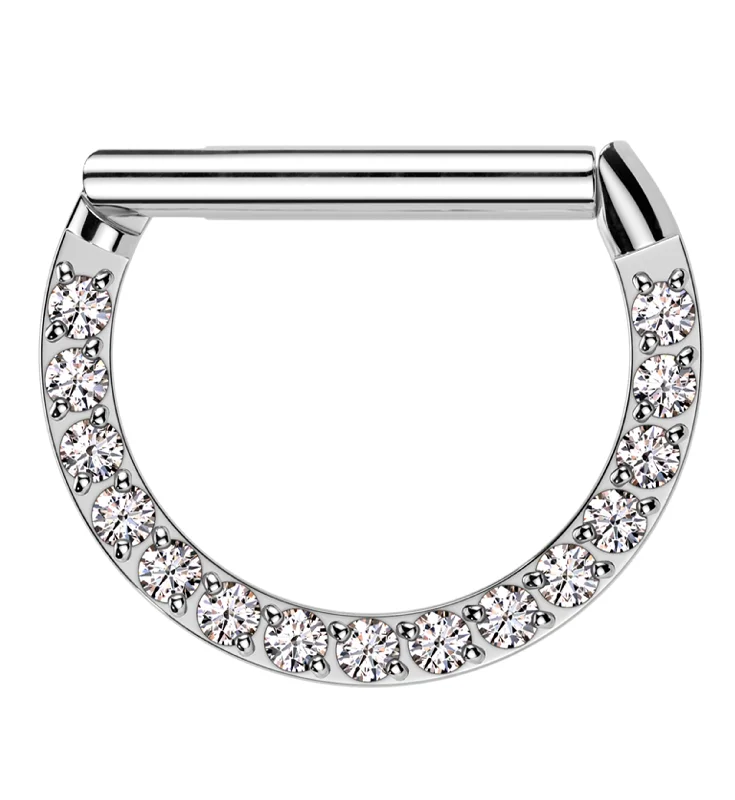 Deca Clear CZ Stainless Steel Hinged Segment Ring