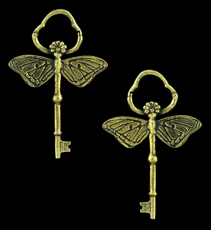 Dragonfly Key Hinged Brass Ear Weights