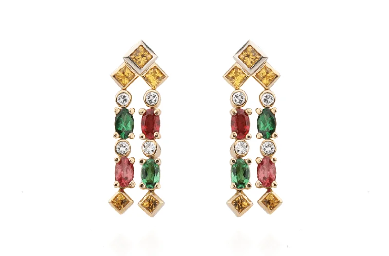 Earrings Colors Sapphires, Tsavorites & Diamonds