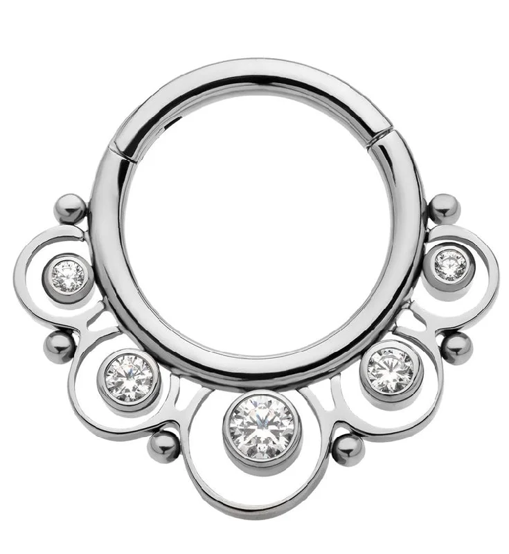 Frill CZ Titanium Hinged Segment Ring