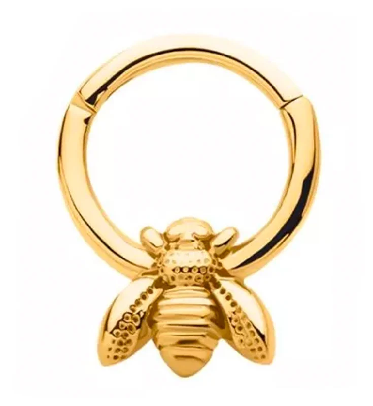 Gold PVD Bee Stainless Steel Hinged Segment Ring