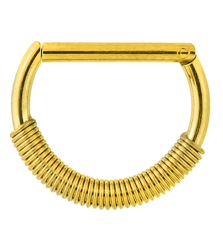 Gold PVD Coil D-Shaped Stainless Steel Hinged Segment Ring