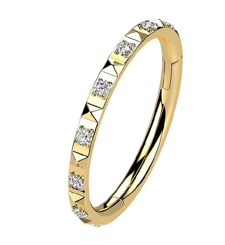 Gold PVD Ediface Gem Hinged Segment Ring