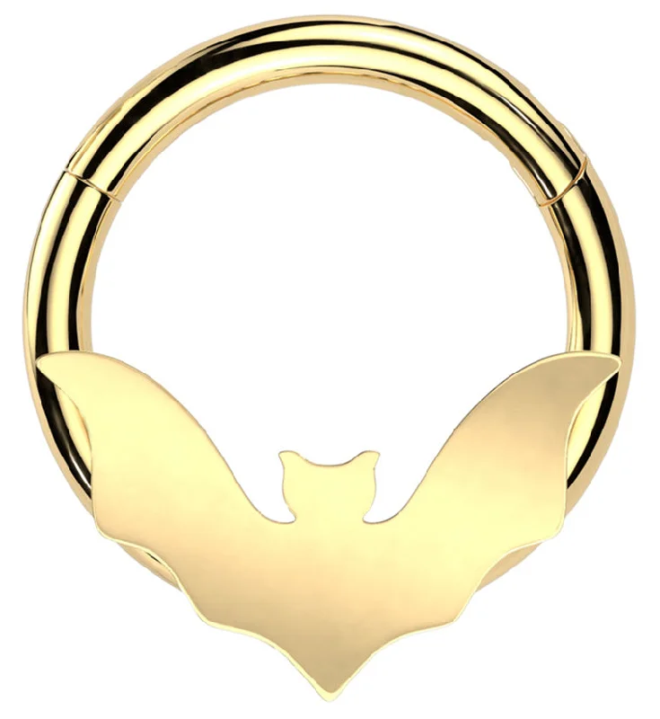 Gold PVD Flying Bat Stainless Steel Hinged Segment Ring