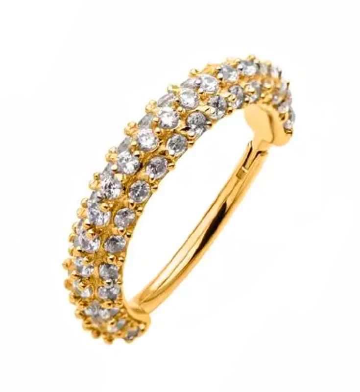 Gold PVD Multiple CZ Hinged Segment Ring