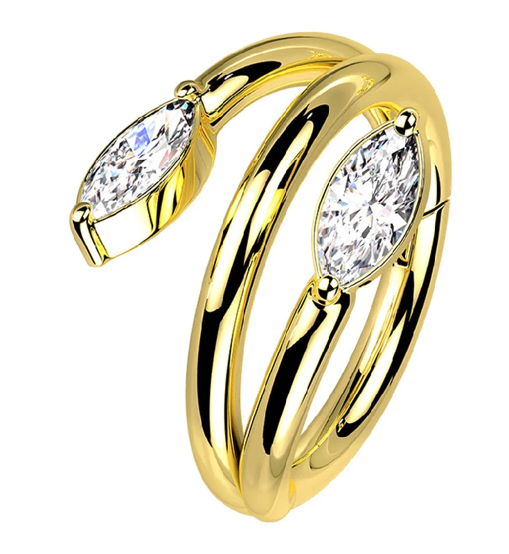 Gold PVD Wrap CZ Hinged Segment Ring