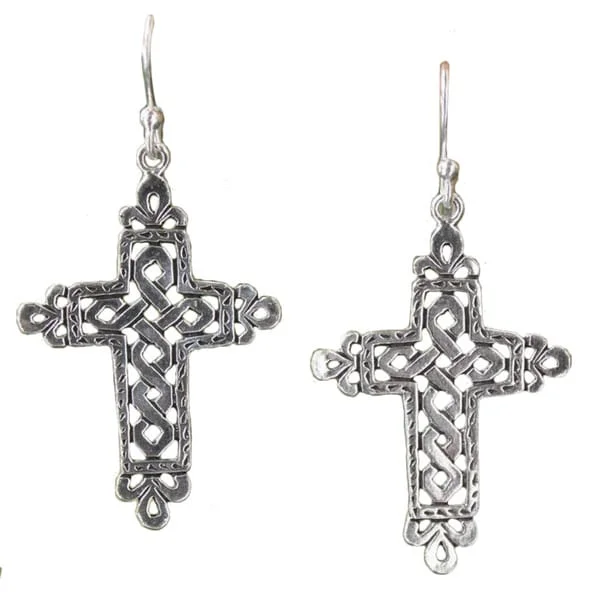 Handmade Sterling Silver 'Cross of Legends' Dangle Earrings (Thailand)