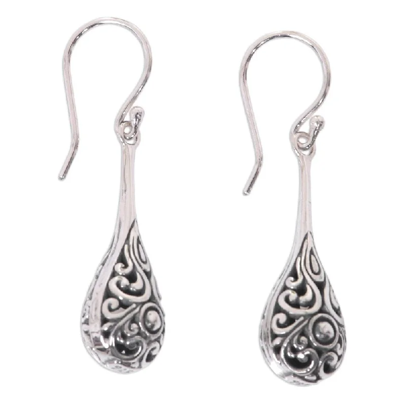 Handmade Sterling Silver Maraca Earrings (Indonesia) - 1.6L*0.4W