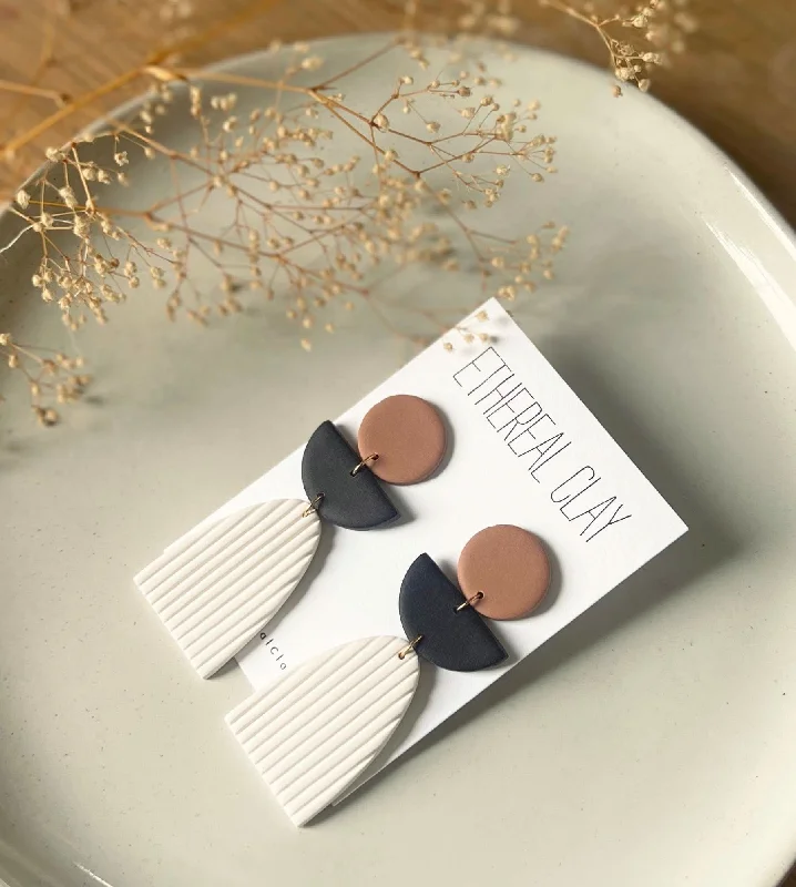 Neutral, Black & White Clay Earrings