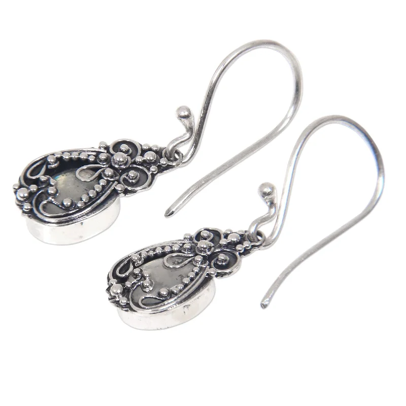 NOVICA Handmade Sterling Silver 'Moon Flowers' Moonstone Earrings (Indonesia)