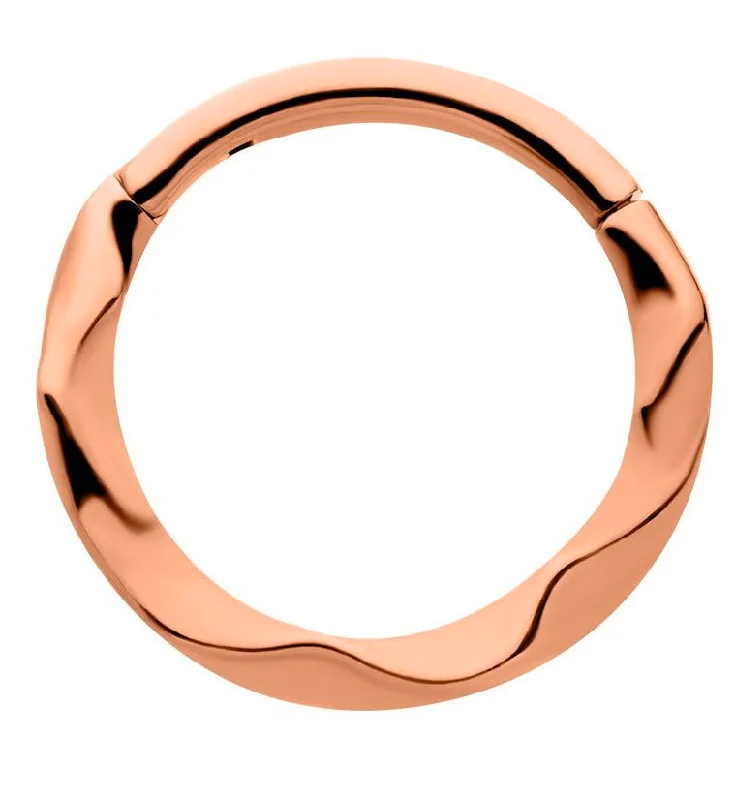 Rose Gold PVD Curl Stainless Steel Hinged Segment Ring