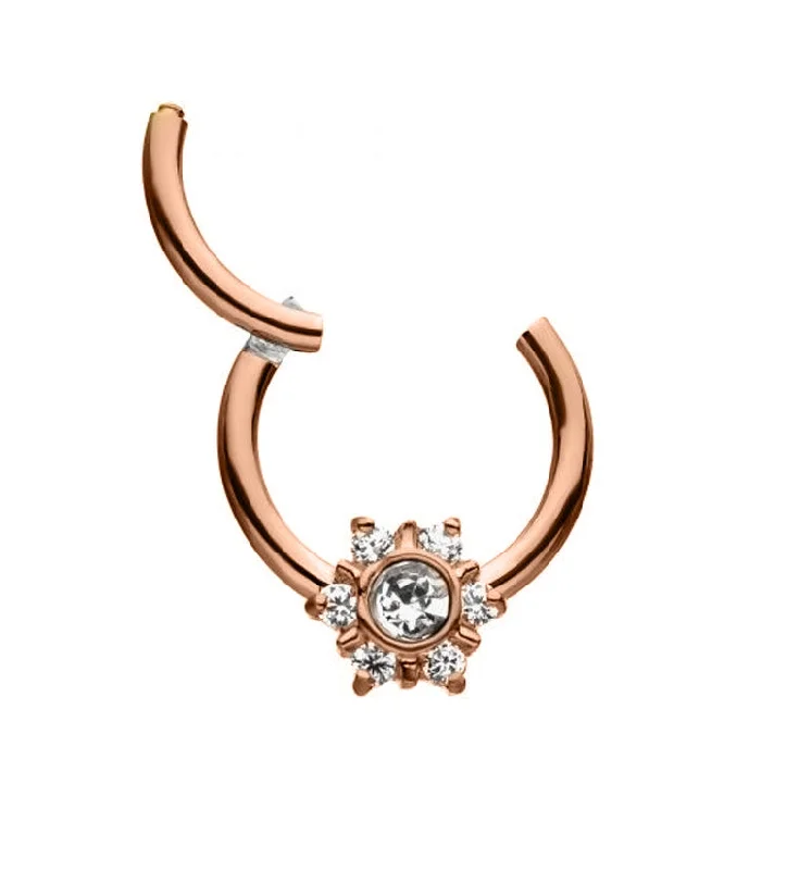 Rose Gold PVD Focal CZ Hinged Segment Ring