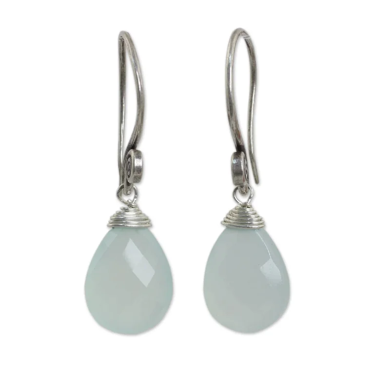 Silver 'Subtle' Chalcedony Earrings (Thailand)