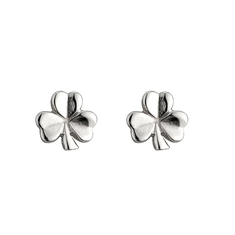 Sterling Silver Shamrock Stud Earrings