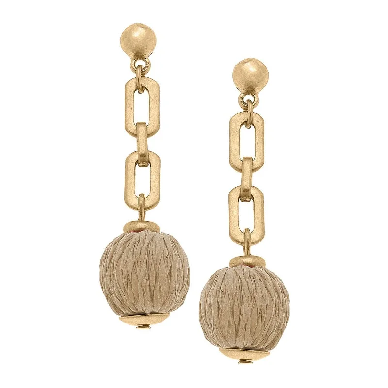 Natural Raffia Chain Link Earrings