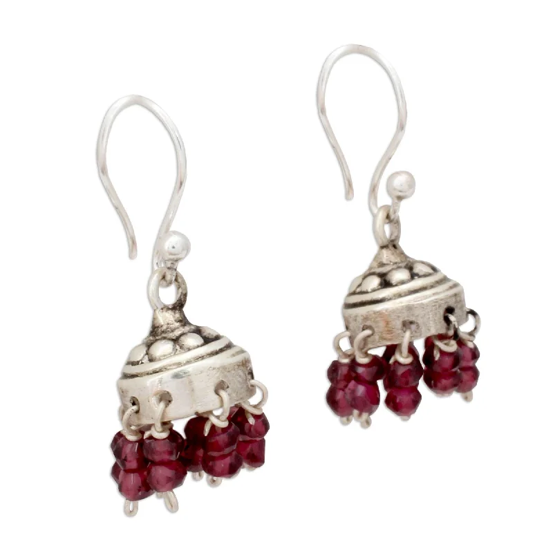 Sterling Silver 'Traditional Grace' Garnet Earrings