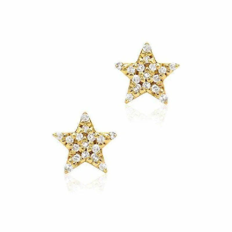 Tiny Star Pave Diamond Gold Stud Earrings