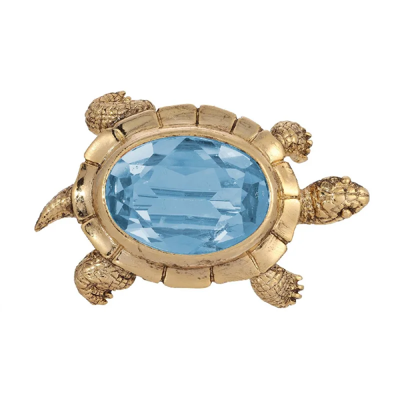 1928 Jewelry Galapagos Tortoise Austrian Crystal Pin