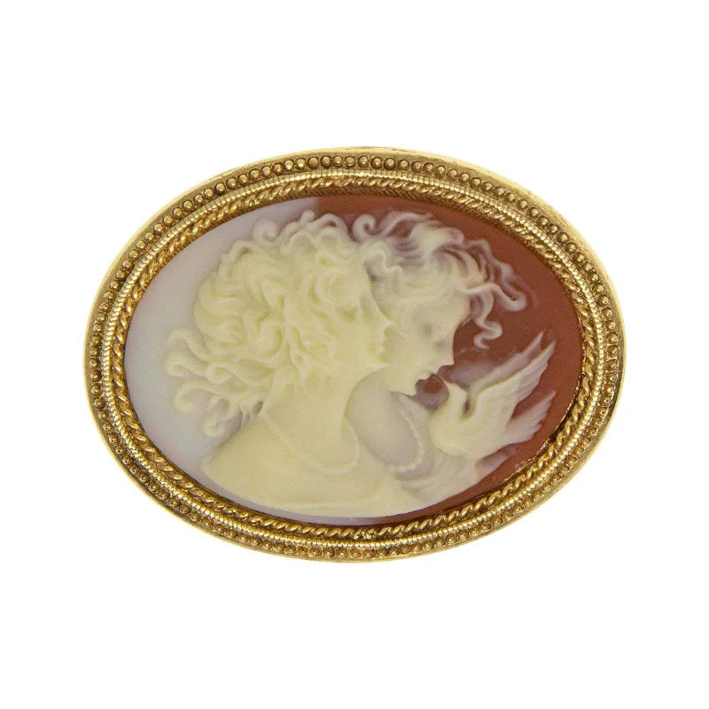 1928 Jewelry Twin Muse And Bird Cameo Pin