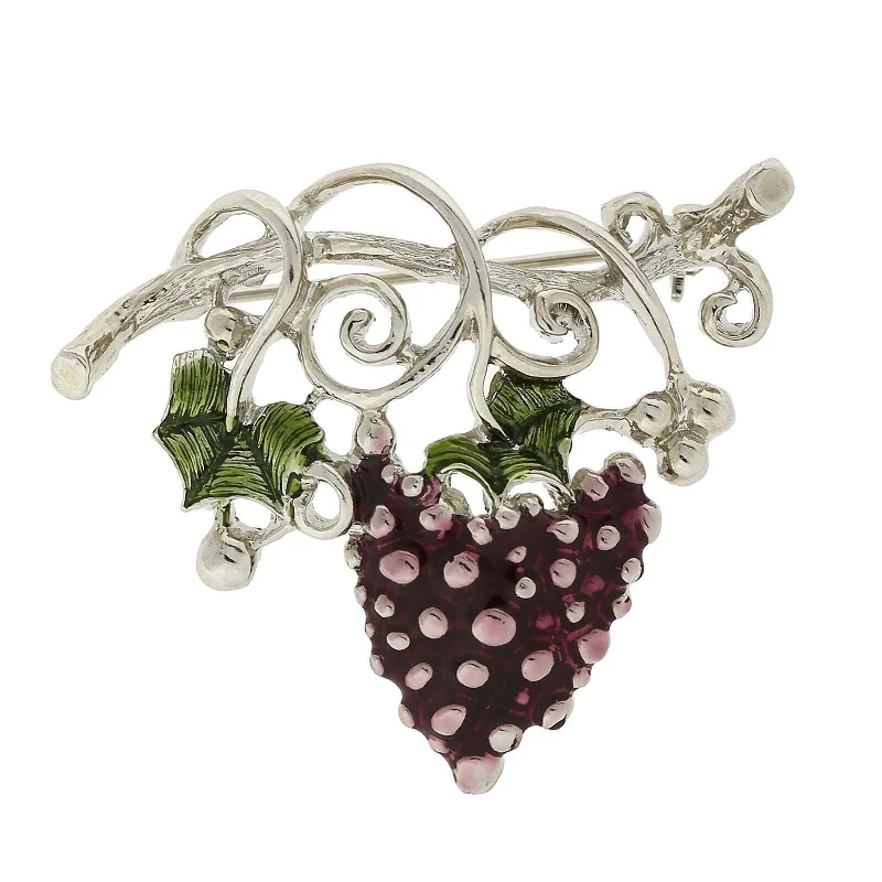 1928 Jewelry Winery Purple Grapes On Vine Pin