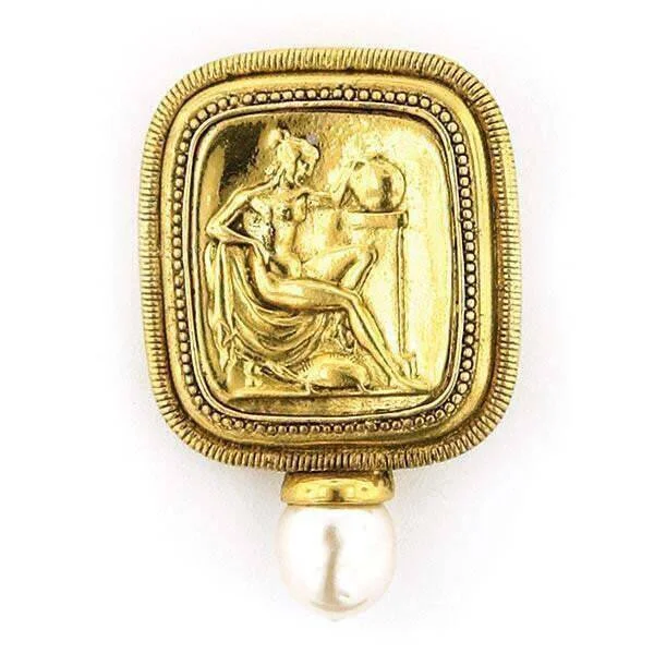 Antiquities Couture Classical Grecian Goddess Faux Pearl Pin