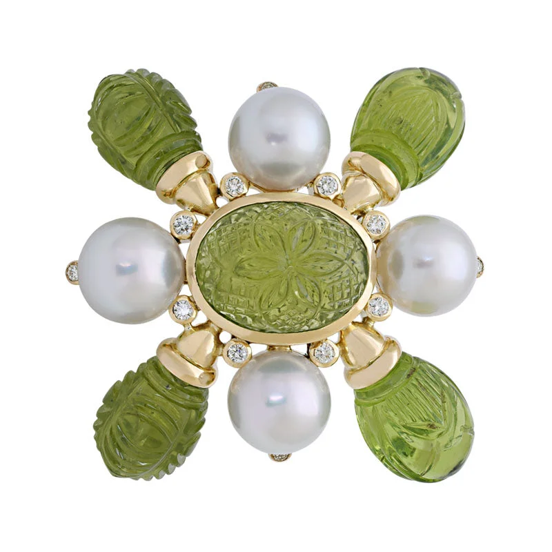 Brooch- Peridot, South Sea Pearl and Diamond