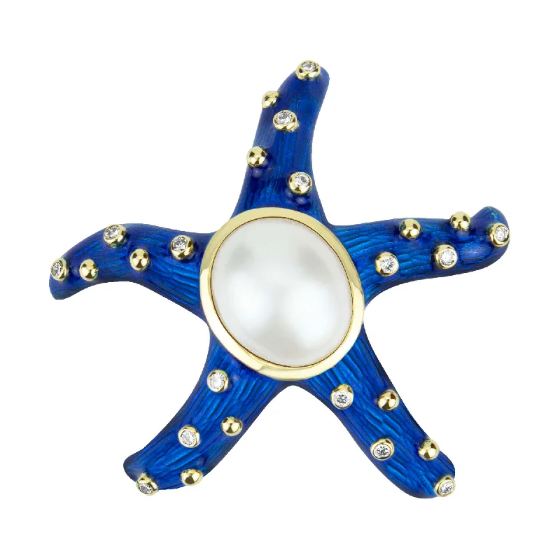 Brooch-south Sea Pearl And Diamond (enamel)